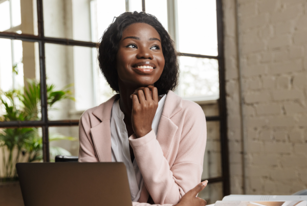 Young female entrepreneur smiling